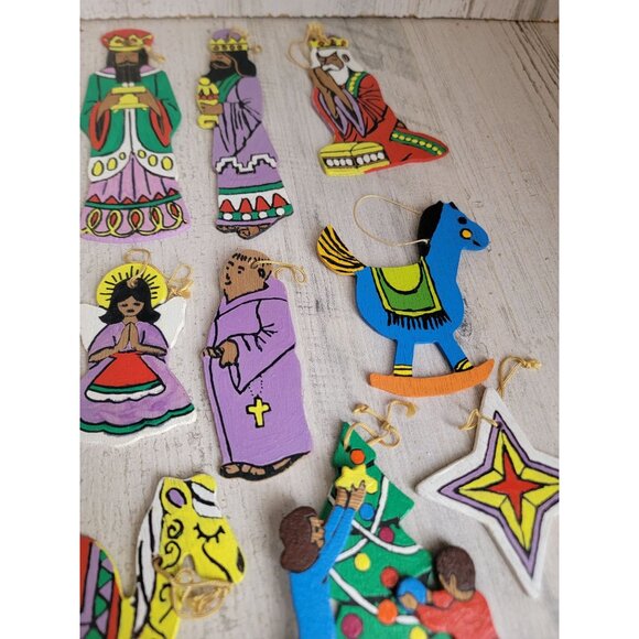 Wooden 3 kings angel tree horse solider star variety ornament Xmas set - Picture 7 of 12